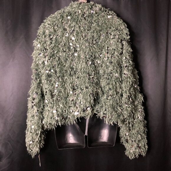 Free People Camilla Sequin Embellished Feather Jacket Guacamole $298 Sz Small - Picture 4 of 10